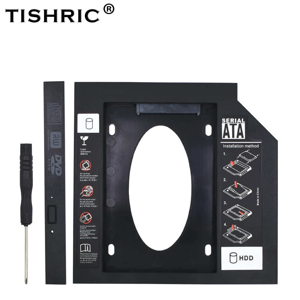 TISHRIC Plastic 9.5 12.7mm HDD Caddy SATA 3.0 Optibay 2.5'' Hard Disk Drive Enclosure SSD Case Box For Laptop CD-ROM DVD-ROM