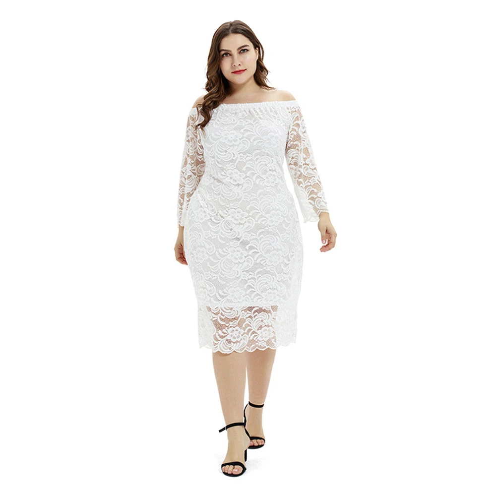 

2022 Plus Size Elegant Spring Summer Dresses For Women Lady Lace Long Evening Dress Clothing Strap White Chiffon Wedding Party