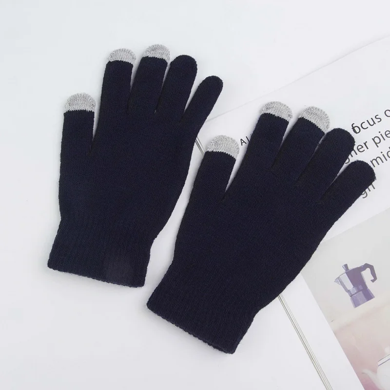 

Men Winter Plus Velvet Warm Knitted Hat Bib Gloves 3-piece Suit Windproof And Cold-proof Solid Color High Quality Suit