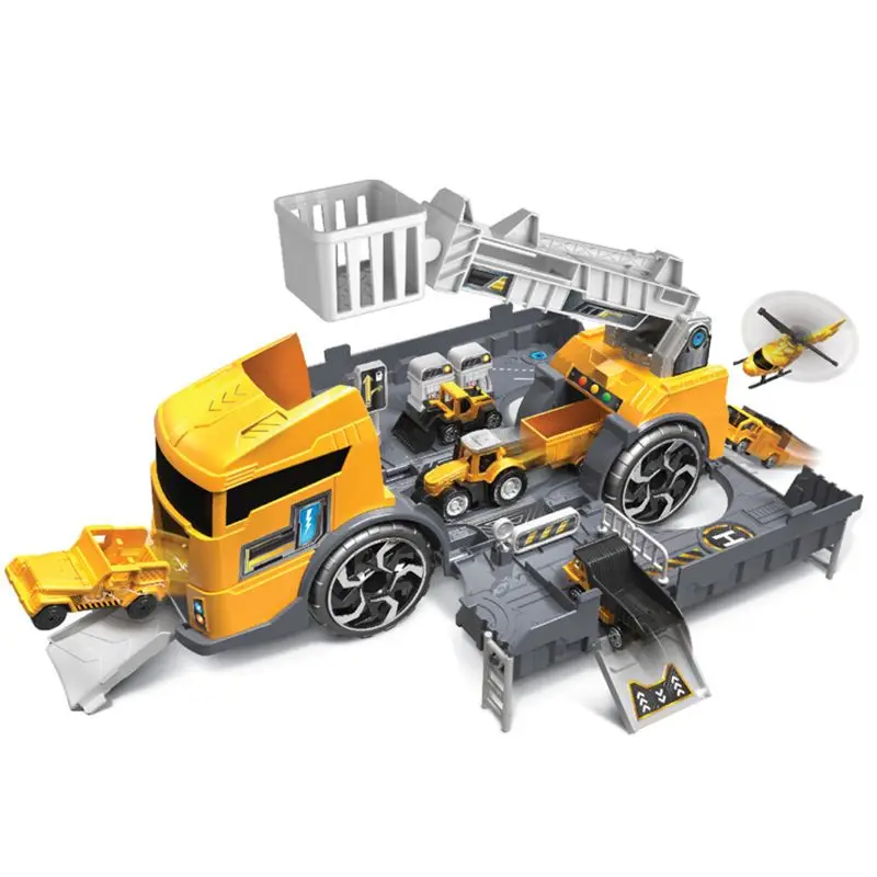 

2020 New Fire Engineering Vehicle Parking Lot Educational Pull-back Car Set