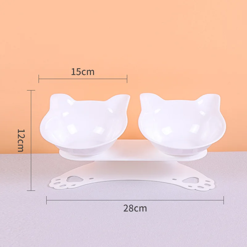 

1 Pc Double-Type Cat Ear Pet Neck Protection Bowl Transparent Large Capacity Dog Food Slant Mouth Drinking Water
