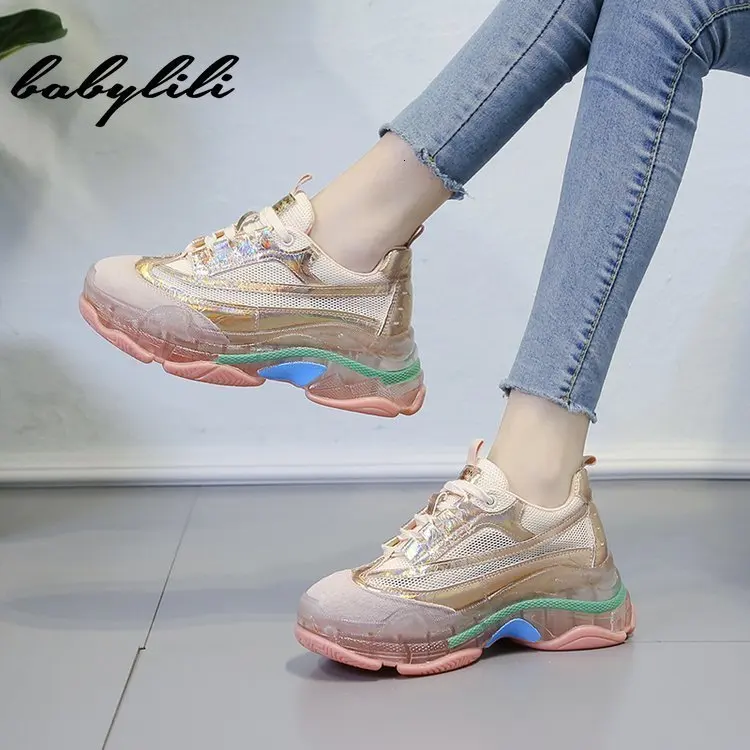 Женские массивные кроссовки вулканизированные женские модные кружевная корзина