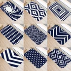 Темно-Синий геометрический узор кухонный вход 40*60 дверной коврик коралловый бархатный ковер резиновый домашний коврик нескользящий ковер 48067