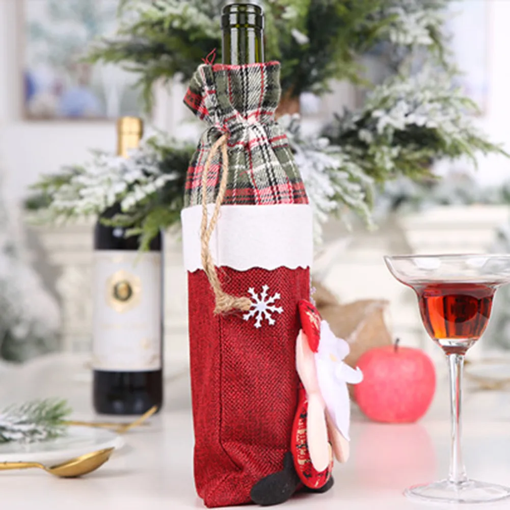 Рождественские винные бутылки крышка шампанского красное вино сумка для