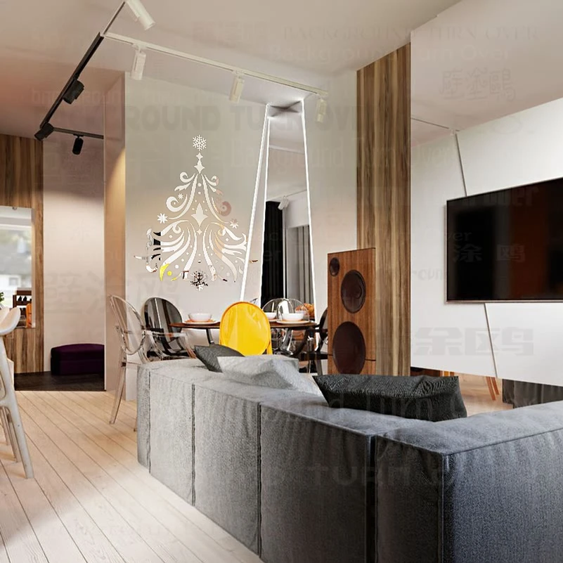 Зеркальные настенные наклейки украшение комнаты для дома Рождество 2019 новый год