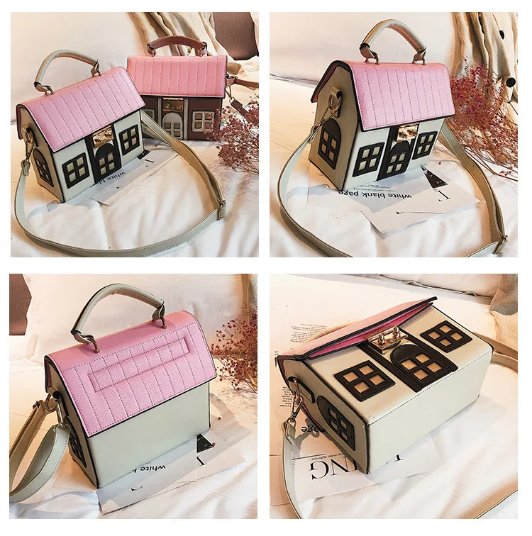 Design Funny Small House Bag Cute Cartoon Crossbody Handbag Women Personality Box Shape Shoulder Bag Fashion Messenger Bag Bolsa