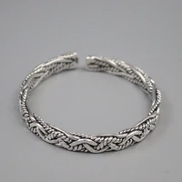 fine pure s999 sterling silver bangle women 7mmw weave link figure bracelet 55 60mm 40 41g