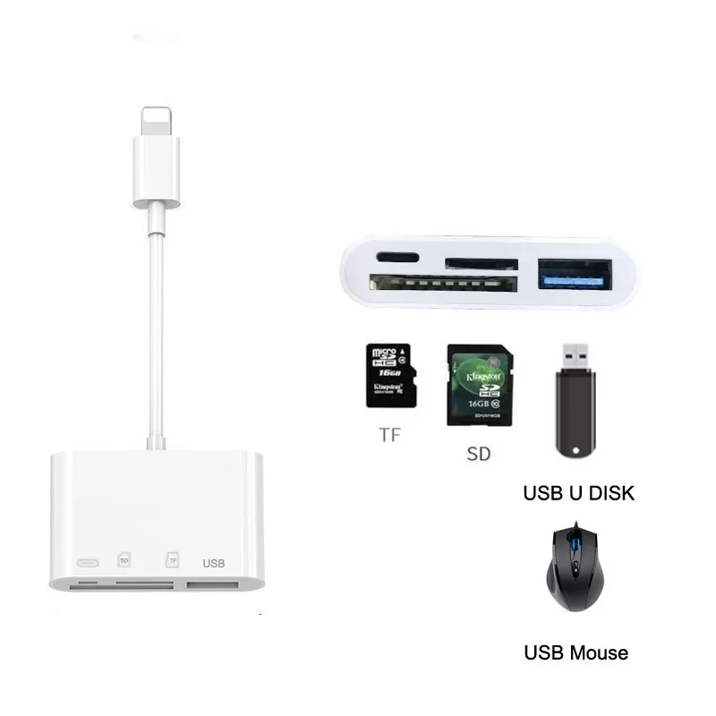 USB устройство для чтения карт памяти SD/TF IPhone 11 Pro X XS MAX XR 6 7 8 Plus IPad|Картридеры| |
