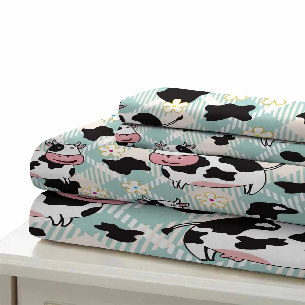 Комплект постельного белья из 2/3 предметов с рисунком молочной коровы