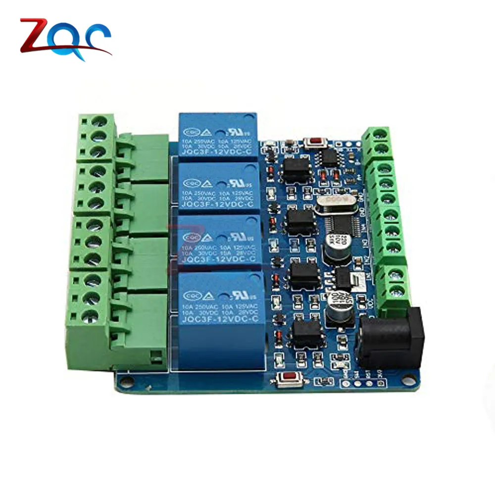 4 Канальный Релейный Модуль Modbus Rtu 12 В переключатель входа/выхода RS485/TTL реле