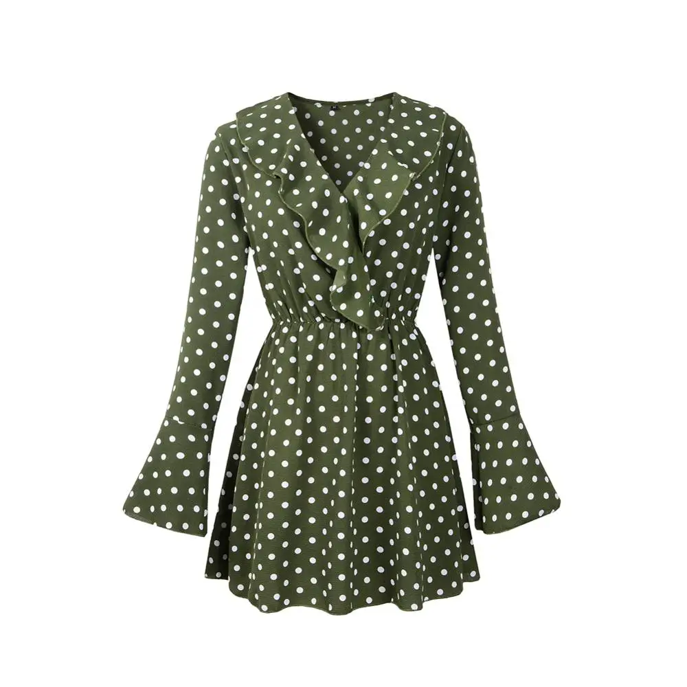 

Women Dress 2020 New Spring Polka Dot V-neck Chiffon Dress Female Casual Fashion Sexy Slim Elegant Beach Party Long Sleeve Dress