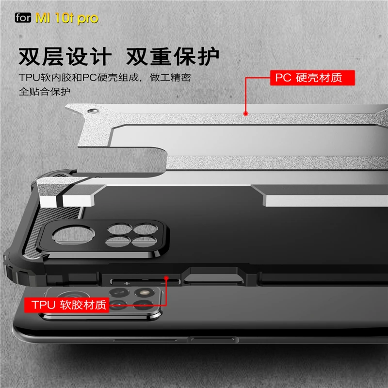 case for xiaomi mi 10t pro 5g case anti knock tpupc hybrid armor cover for xiaomi mi 10t pro 5g phone case for xiaomi mi10t pro free global shipping