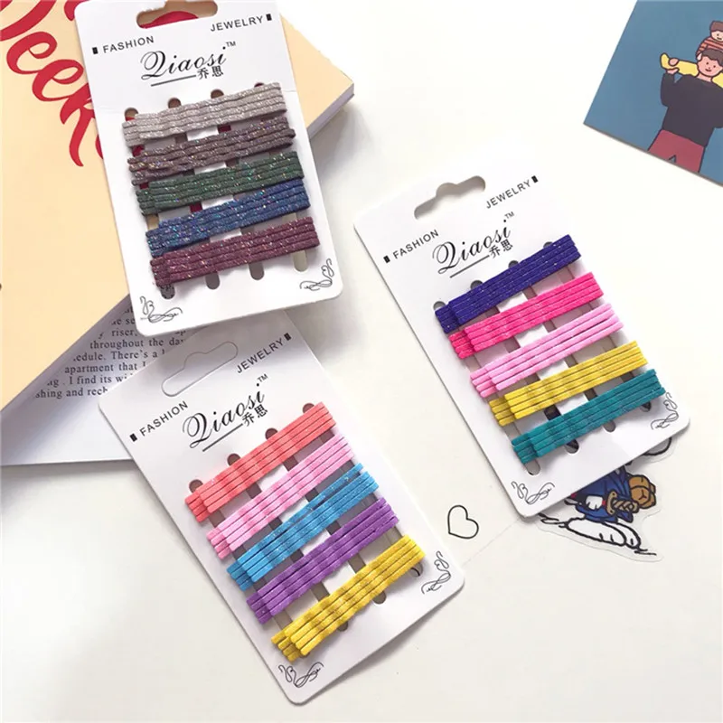 Популярные яркие цветные блестящие шпильки для волос из металлического сплава