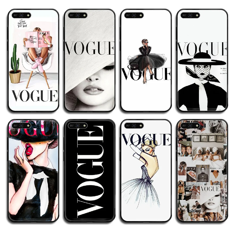 Женский чехол для Huawei Honor Mate 5 6 7 8 9 10 20 30 A C X Lite Pro black hoesjes|Бамперы| |