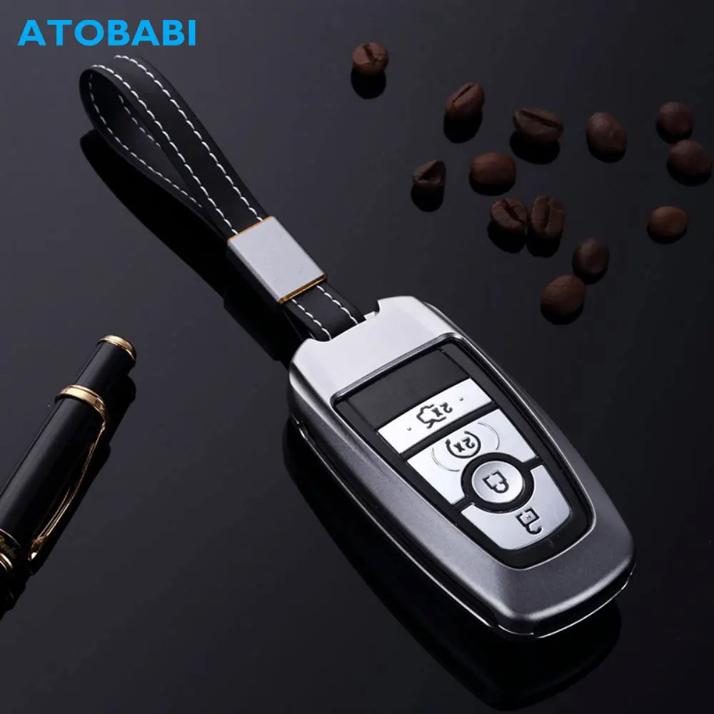 Aluminum Alloy Car Key Case For Ford Mendeo Fusion Edge Expedition F-150 F-250 F-350 Smart Keyless Remote Fob Cover Keychain Bag