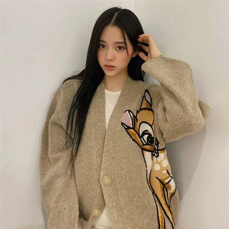 

Loose and Lazy V-Neck Sweater Coat Cardigan Women's Autumn New Long Sleeved Sweater Women