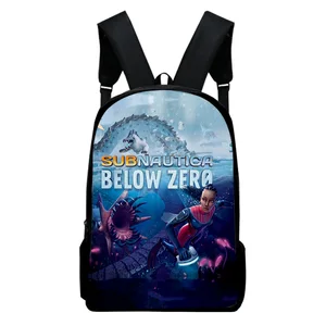Простой вместительный студенческий рюкзак на молнии с игрой Subnautica ниже нуля