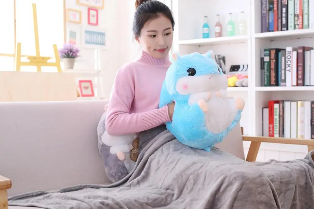 Прямая поставка Peluches хомяк плюшевые животные мягкая игрушка хомячок с покрывалом Подушка 3 в 1 Набор для детей