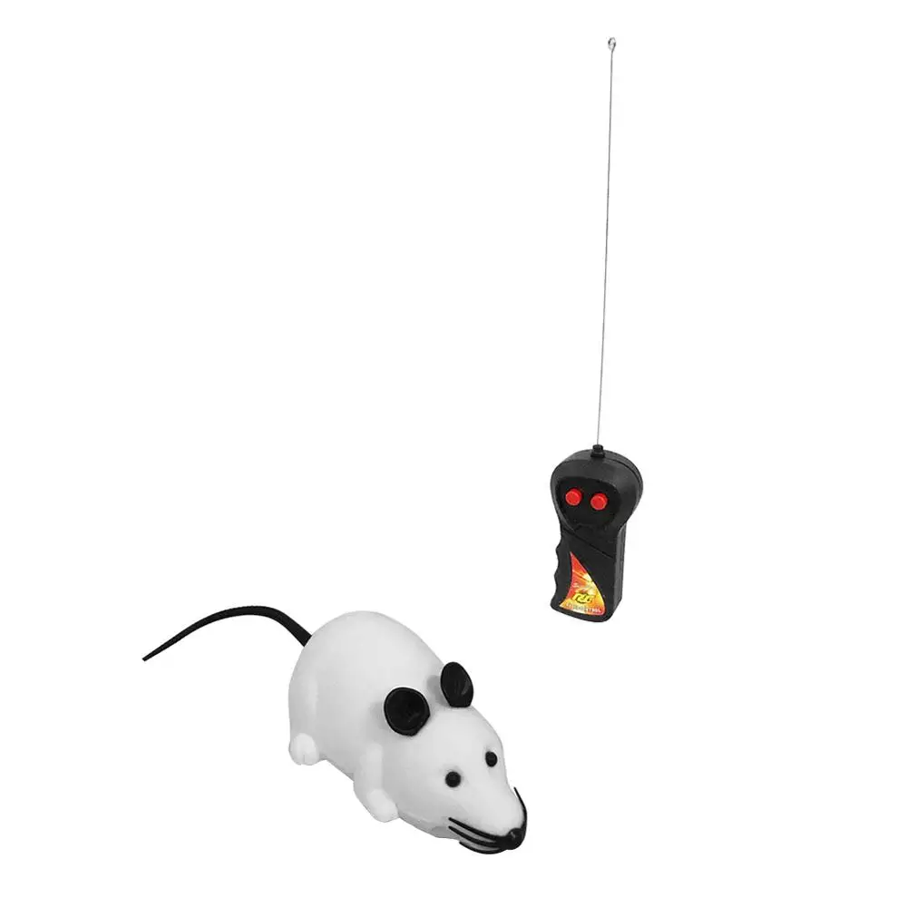 (Black Ears White S) Мышь игрушки беспроводной RC мышки для котов игрушки пульт дистанционного управления ложная мышь Новинка RC кошка забавная игра мышь игрушки для кошек - Цвет: (Black Ears White S)