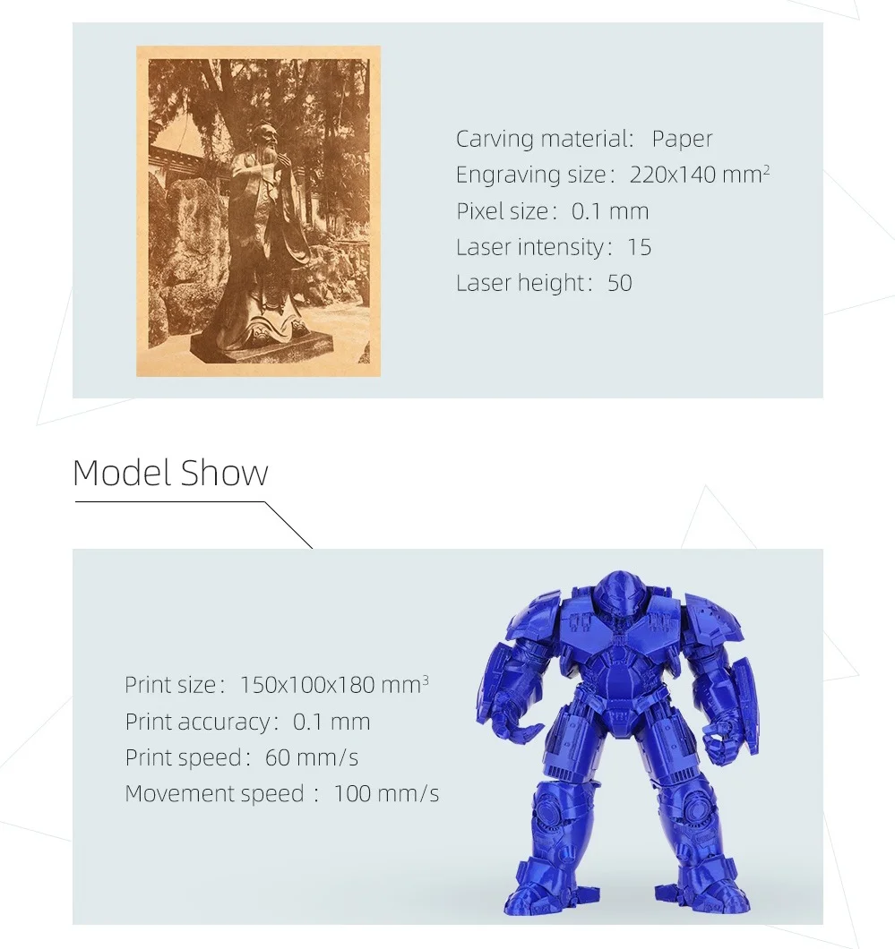 3D принтер ANYCUBIC Mega Pro лазерный гравер и принт 2 в 1 модульная конструкция
