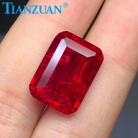 rectangle emerald cut red color ruby corundum stone loose stone