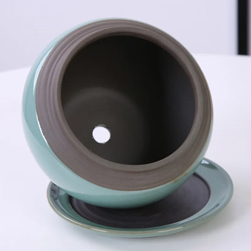 Succulent Small Landscape Ceramic Flowerpot With Tray Flower Pot Creative Simple Sky Green Plant Orchid Indoor Decoration | Дом и сад