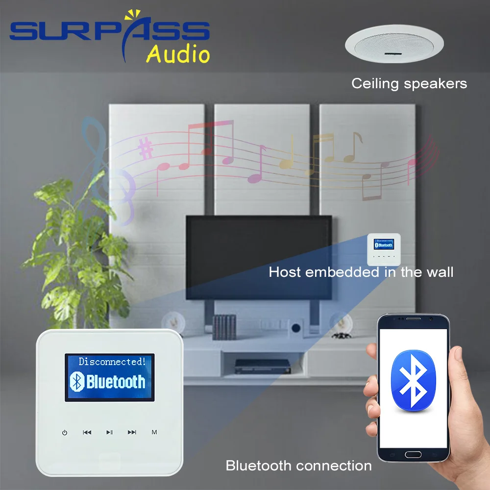 Bluetooth WiFi Мини Настенный усилитель большой мощности стерео домашняя аудио система