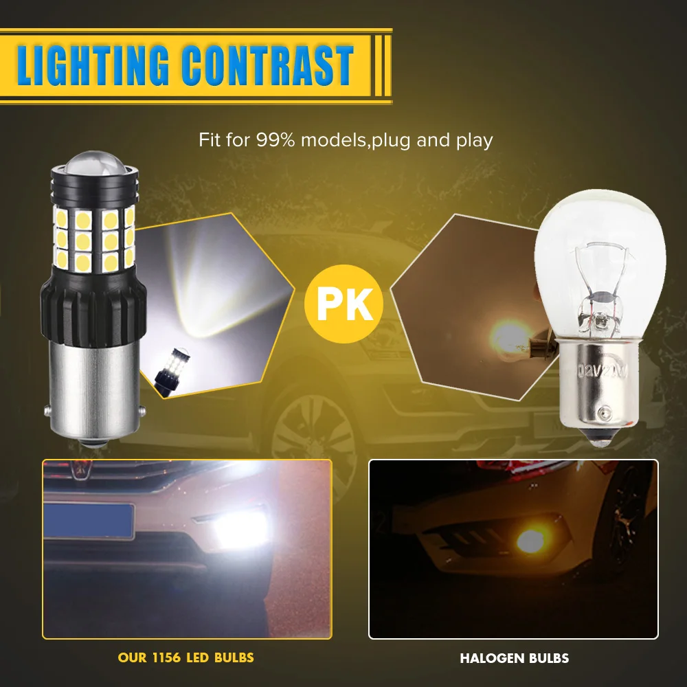 2x P21W светодиодный BA15S 1156 1157 BAY15S Лампа парковка светильник DRL Резервное
