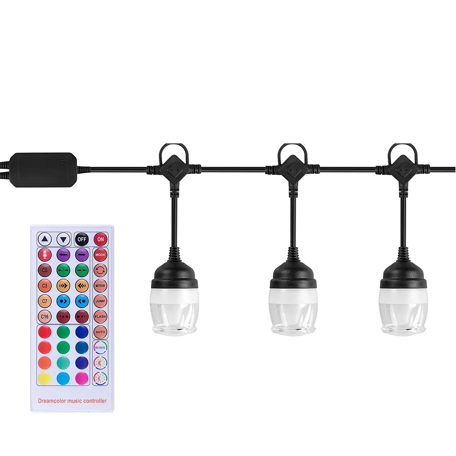 

Waterproof RGB Dimmable LED String Light Energy-saving Colored Outdoor String Lights Patio Light with12 RGB Colors for Party