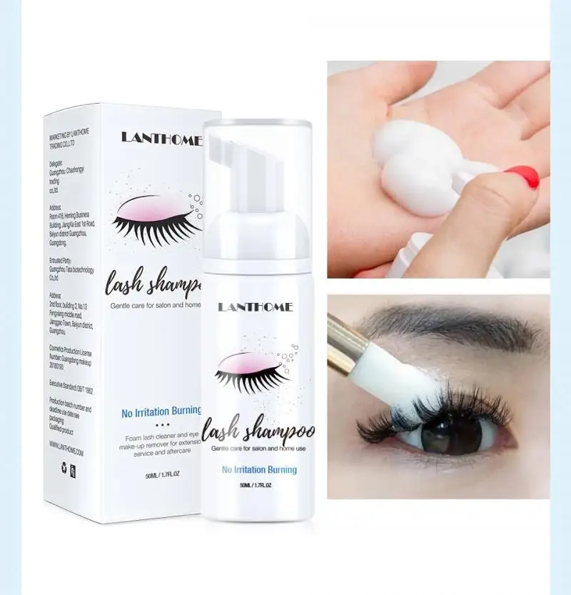 

50ml Eyelash Extensions Brush Shampoo Kit Eye Lash Cleaning Foam Pump Design No Stimulus Makeup Clean Glue Makeup Remover