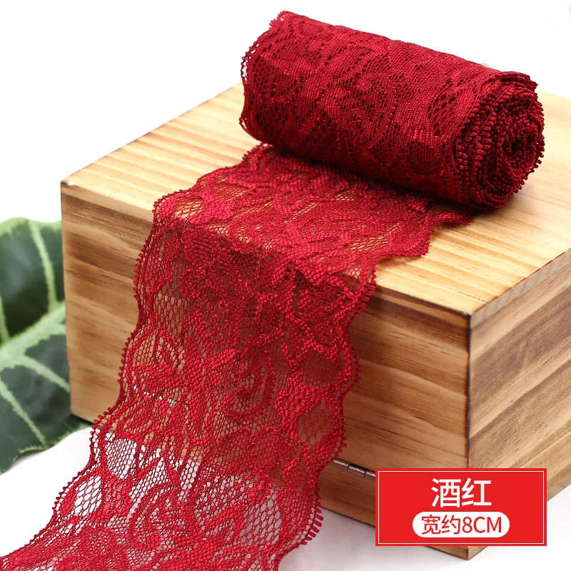 10 метров/партия 8 см эластичные кружева для ремесла швейная лента черно белый