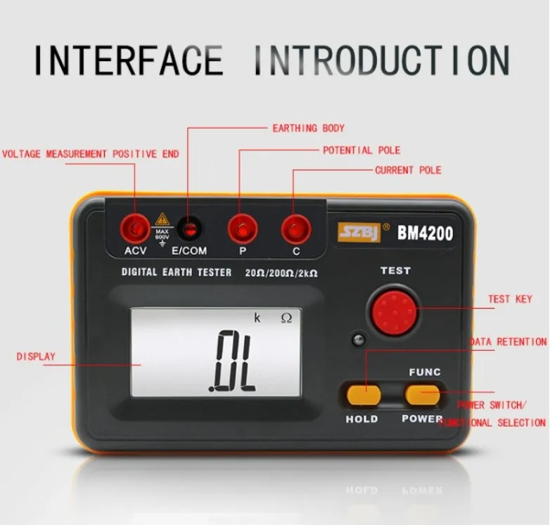 

digital earthing resistance tester 2000 earth lightning meter
