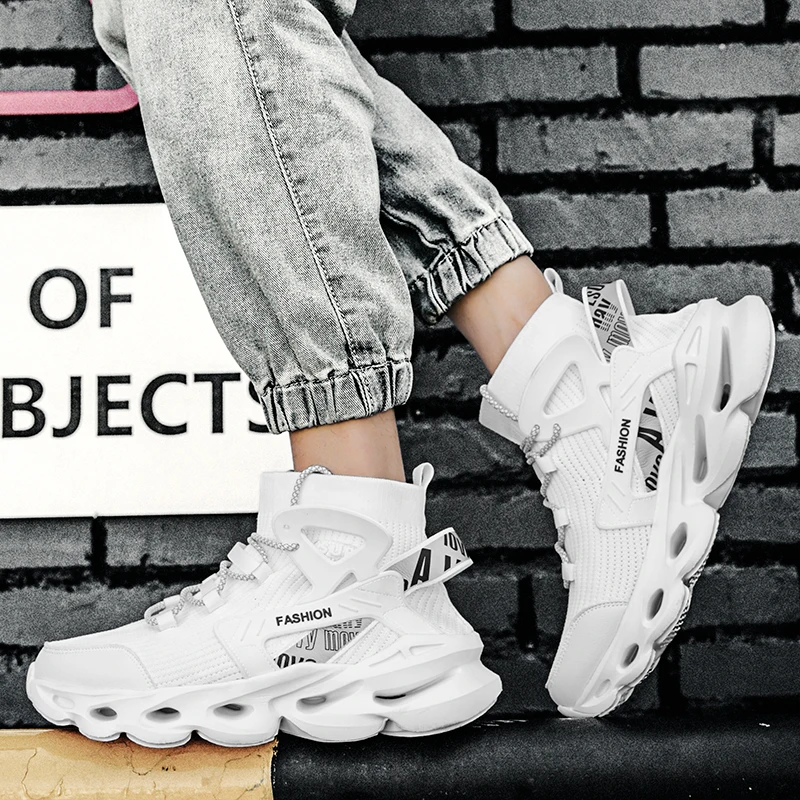 

2021 New High Top Blade Sneakers Men Sock Running Shoes Shock-absorbing Outdoor Jogging Sport Shoes Breathable Mens Trainers