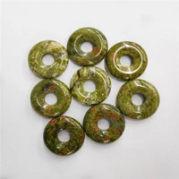 8pcs 18x6mm natural green unakite jasper donuts pendant bead for diy jewelry necklace bracelet making accessories creative gifts