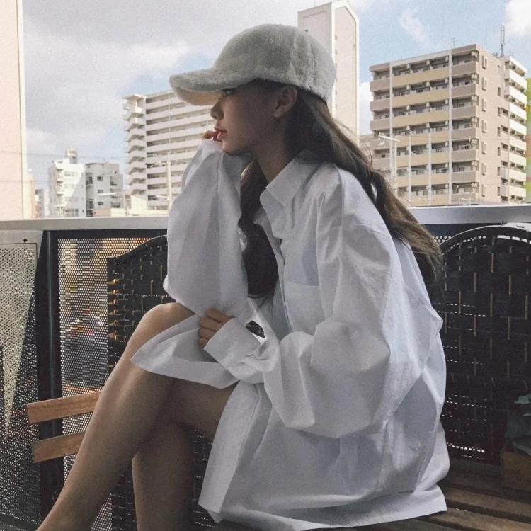 

Early Autumn 2021 Loose Long Sleeve White Shirt Women's Design Sense Niche French Top Spring and Autumn Women's Shirt Rac