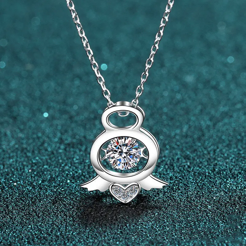 

Silver 0.5 Carat Excellent Cut Diamond Test Passed D Color Good Clarity Moissanite Pendant Necklace Silver 925 Wedding Chain