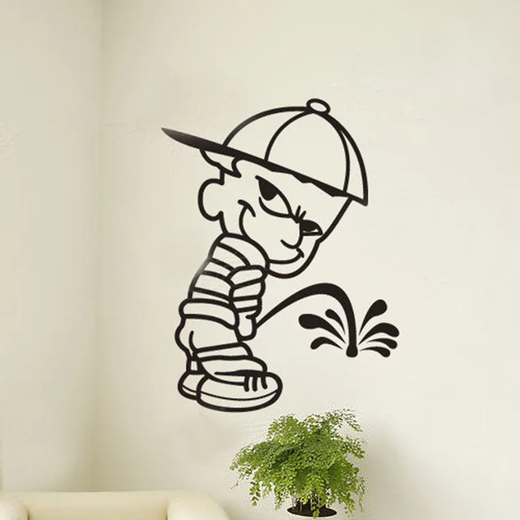 Забавный плохой мальчик средний палец моча на анти виниловая наклейка с надписью