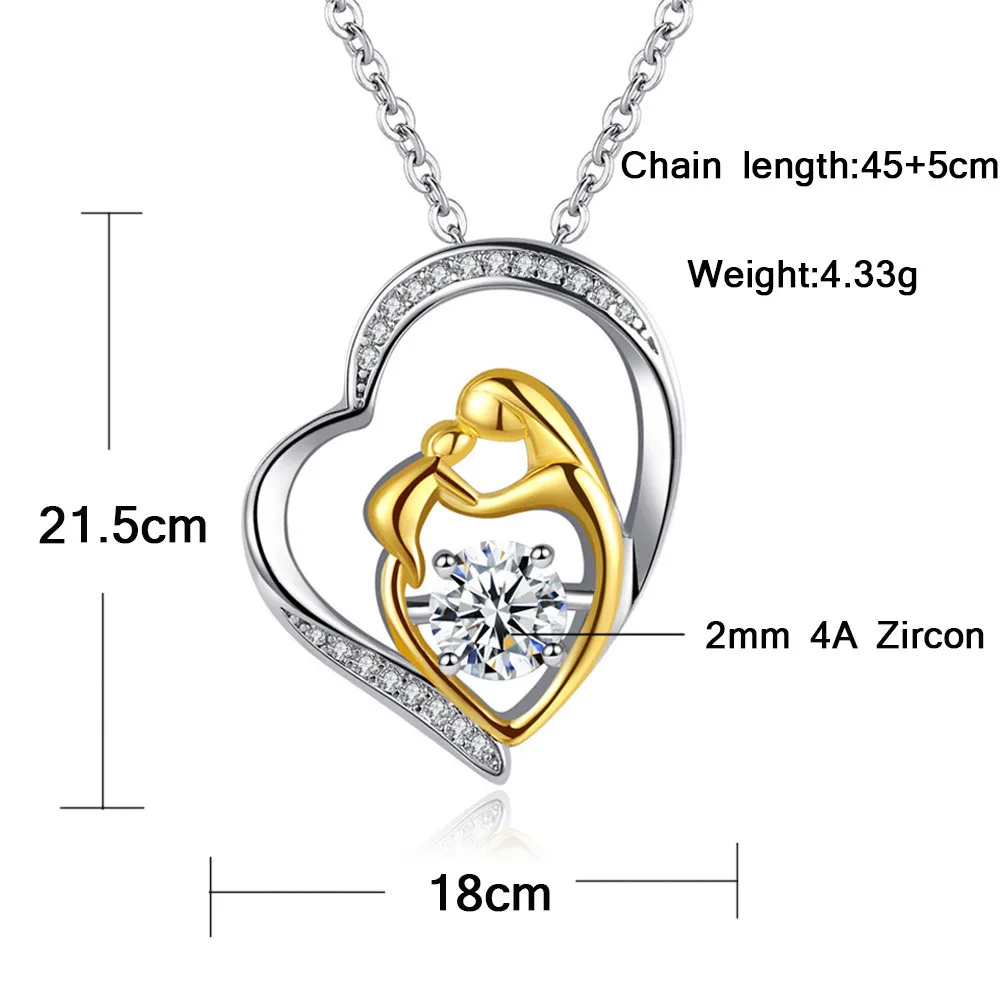 

2021 Necklaces For Women Creative Love Zircon Mother Love Necklace Mother's Day Pendant Necklace Kettingen Voor Vrouwen