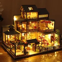 DIY Dollhouse DIY Toy HOUSE Assembling LED Japanese Architecture Cottage Gifts Kids Gift House For Home Desk Decoration