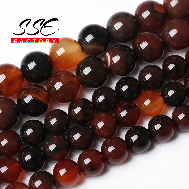 

Wholesale Natural Brown Agates Stone Beads 4 6 8 10 12 MM Pick Size 15" For Jewelry Making DIY Bracelet Necklace accessories