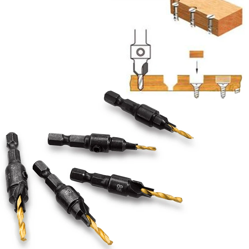 

5pc HSS Countersink Power Drill Drilling Bits For Screw Gauge Drilling Tool Set