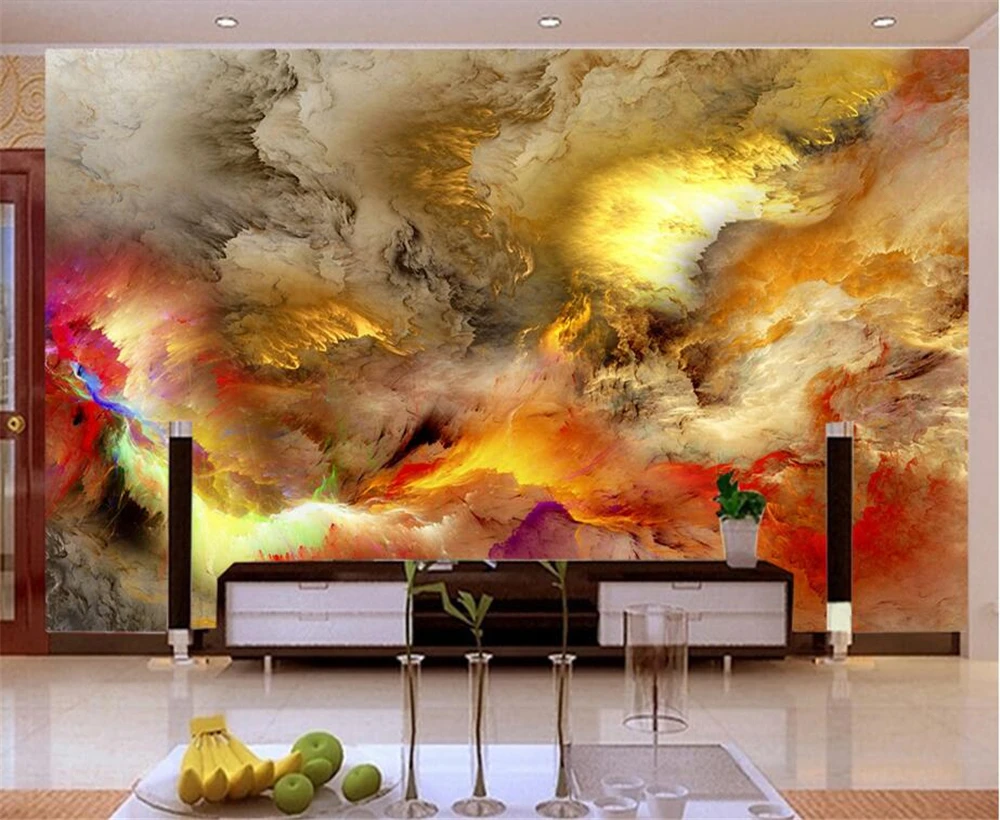 Большие пользовательские обои beibehang 3 абстрактных красочных огненных облака