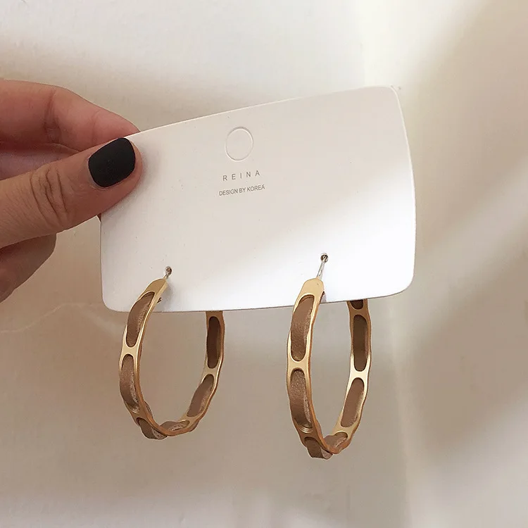 2019 Модные Преувеличенные уличные серьги в стиле хип хоп кожаные металлические