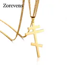 Цепочка с подвеской-крестом золотистого и серебристого цвета, нержавеющая сталь