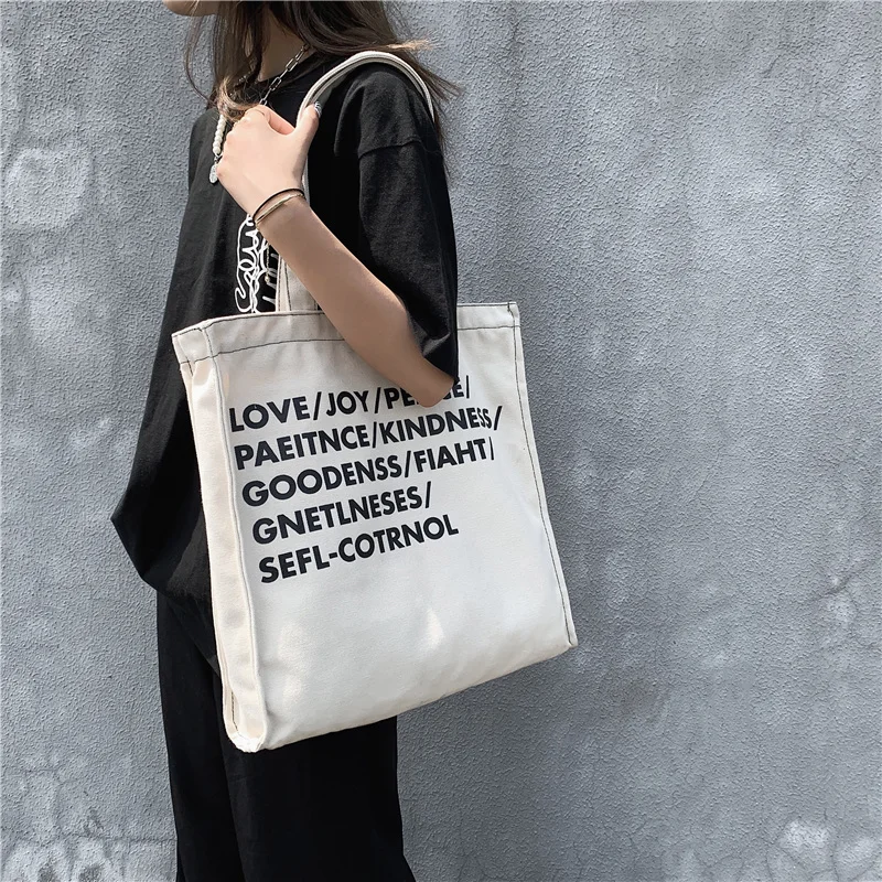 

2021 Protect Environment Canvas Totes for Youth Portable Bag Fashion Simple Leisure Woman Shoulder Bag Large Package Love World