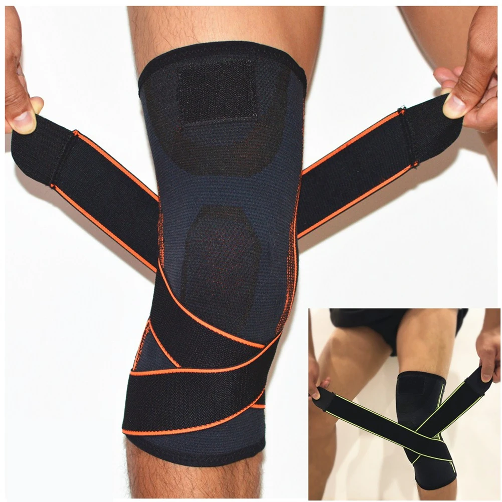 2 Pcs Sports Fitness Knee Pads Support Pressurize Nylon Elastic Bandage Wrap Braces for Basketball Cycling Mountaineering