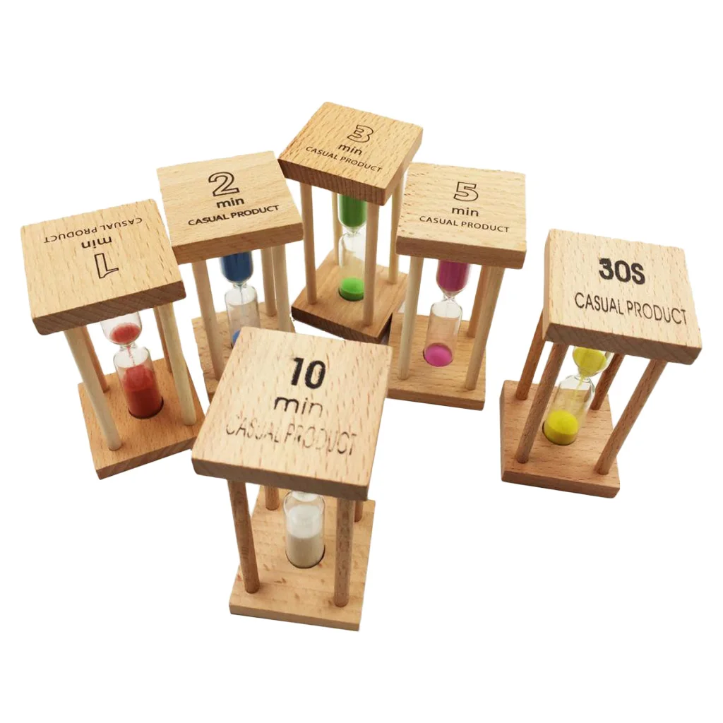 

6x Wooden Kitchen Cooking Baking Sand Timer Reading Game Hourglass