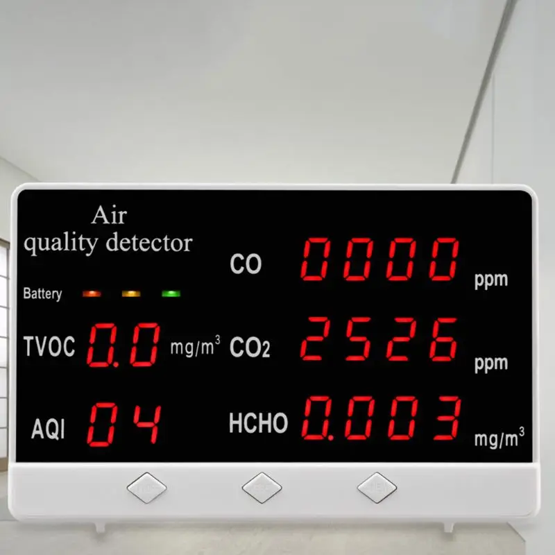 Цифровой Внутренний/наружный тестер CO/HCHO/TVOC измеритель CO2 монитор качества