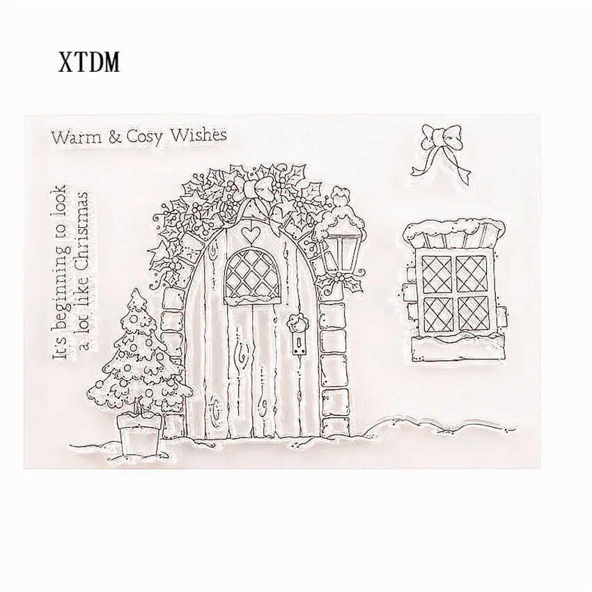 Горячая Распродажа прозрачные штампы с деревянной дверью/силиконовые