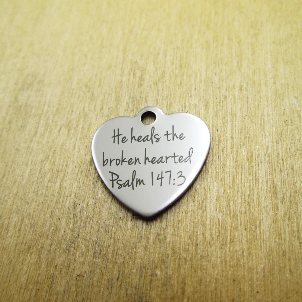 10 шт./партия он лечит разбитым сердцем пс 147: 3 ремешок из нержавеющей стали